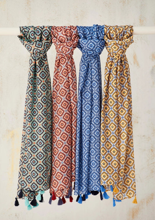 Johara Diamond Pattern Cotton Scarf
