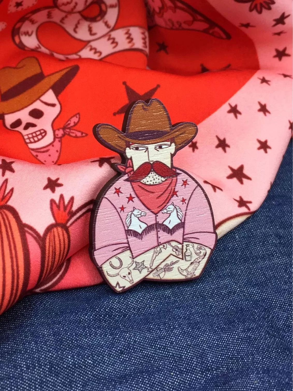 Cowboy Wooden Pin