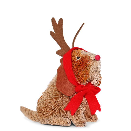 Bristle Basset Hound with Antlers Decoration