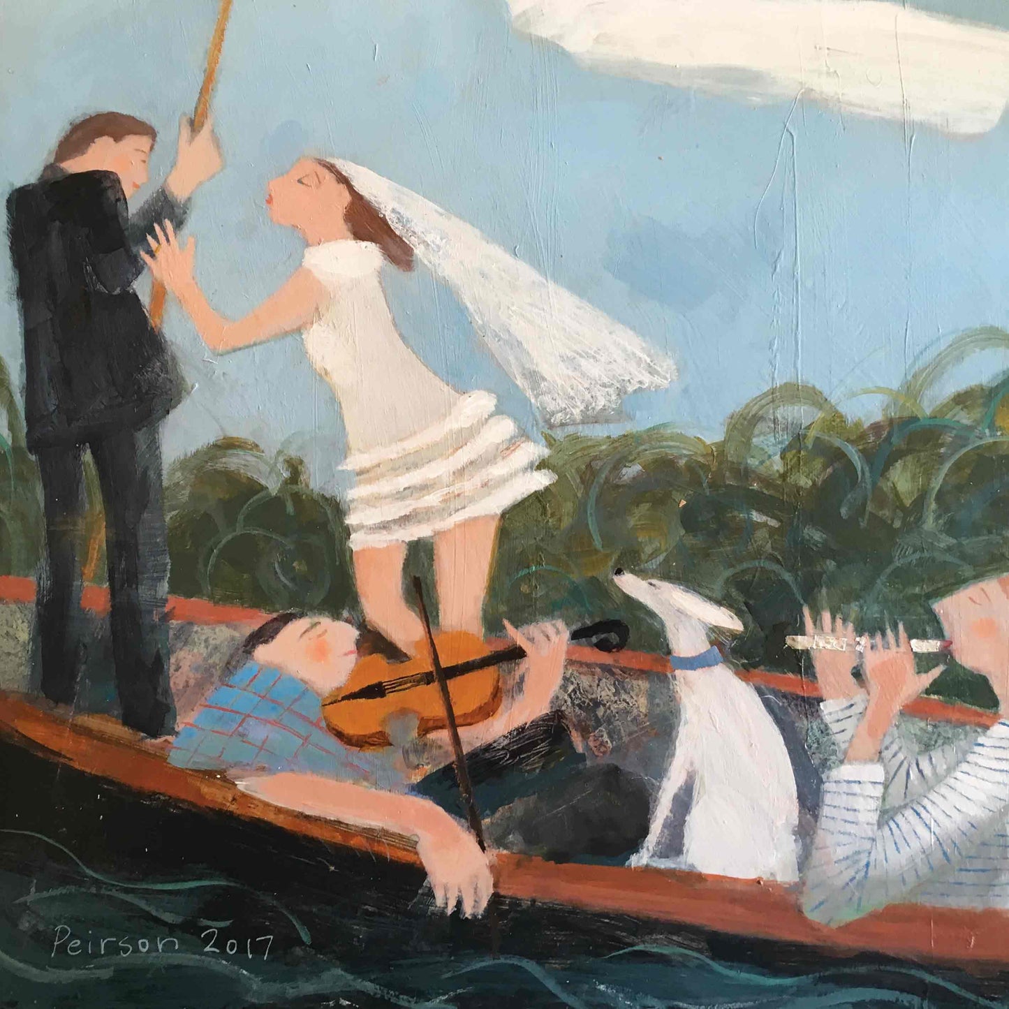 Wedding Punt Greetings Card by Barbara Peirson