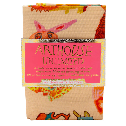 Hugging Animals 100% Organic Tea Towel