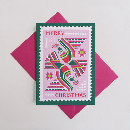 Folk Doves Christmas Greetings Card