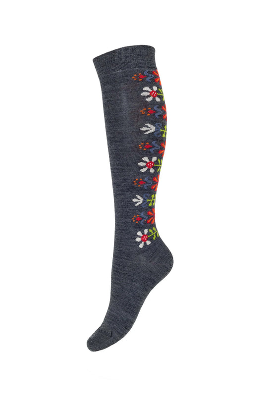 Art Knästrumpa Monica Anthracite - Long Merino Wool Socks