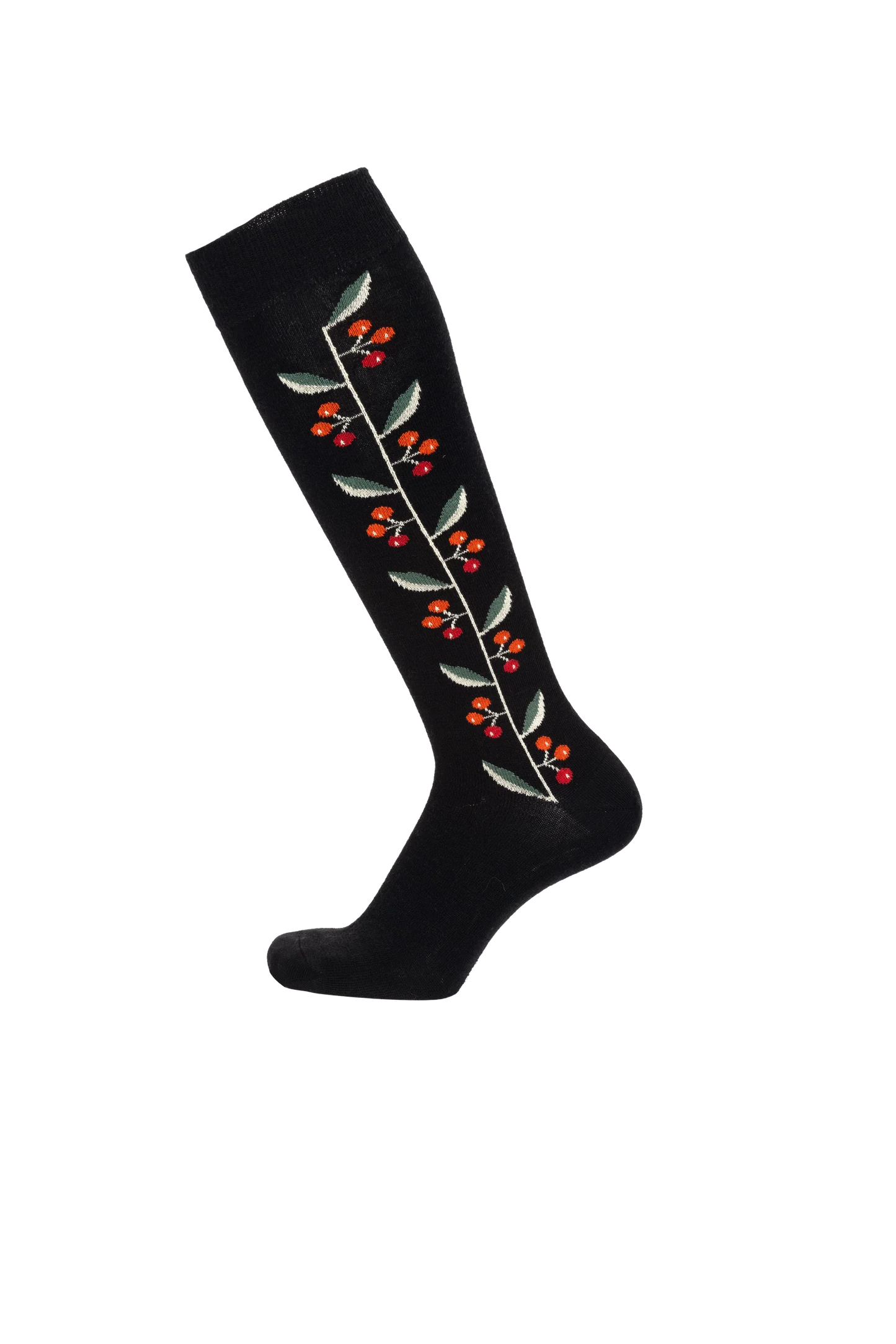 Art Berries Knä Black - Long Merino Wool Socks