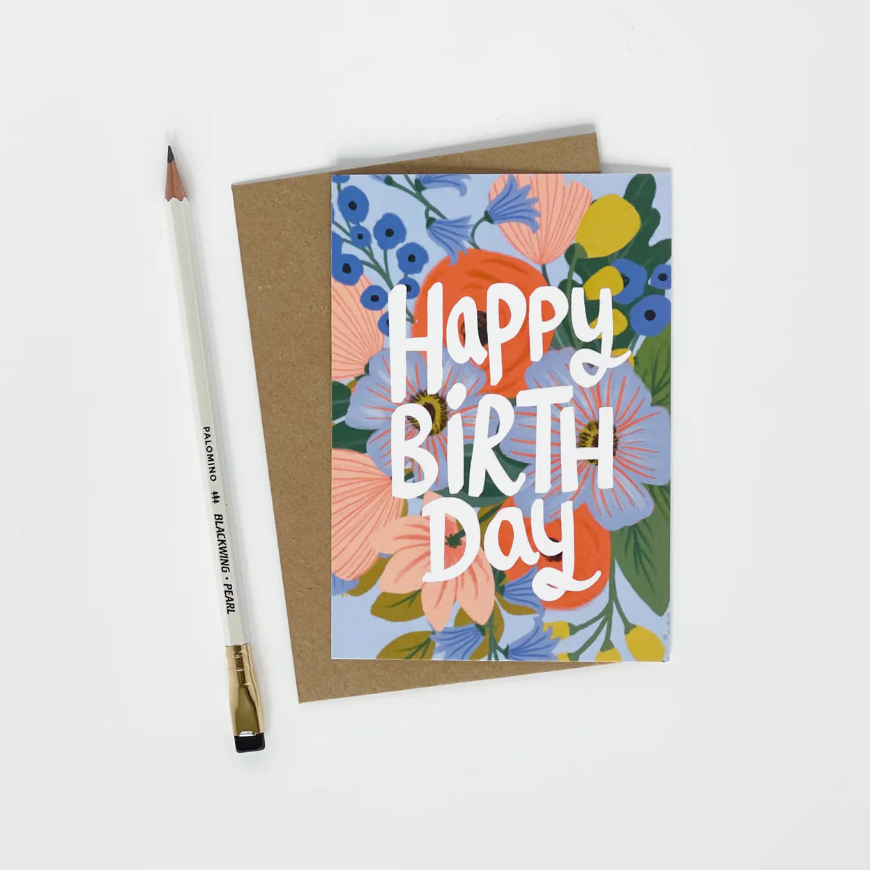 Happy Birthday Colourful Blue Flowers Card