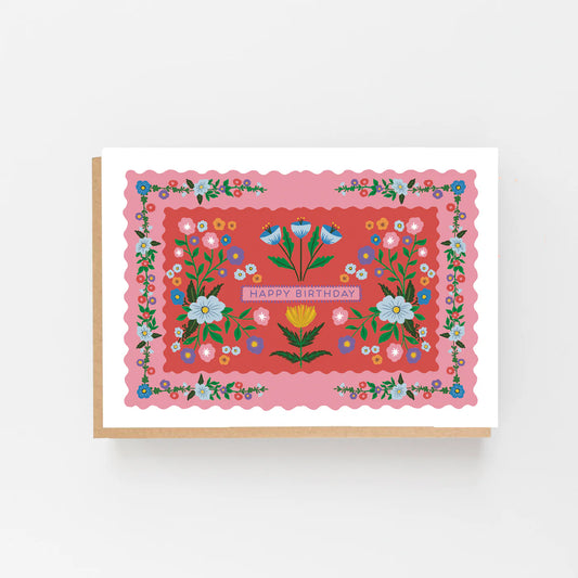 Happy Birthday Red Folk Card