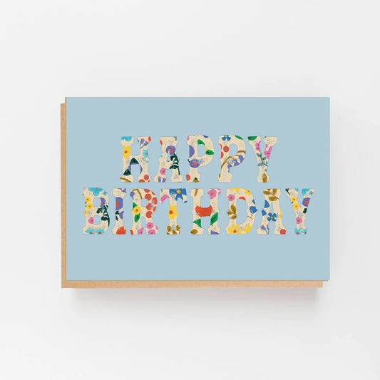 Happy Birthday Blue Romanian Pattern Card
