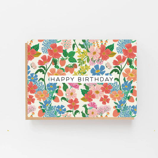 Happy Birthday Cream Pattern Card