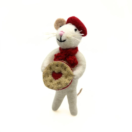 Felt Mouse With Jammy Dodger Biscuit Decoration