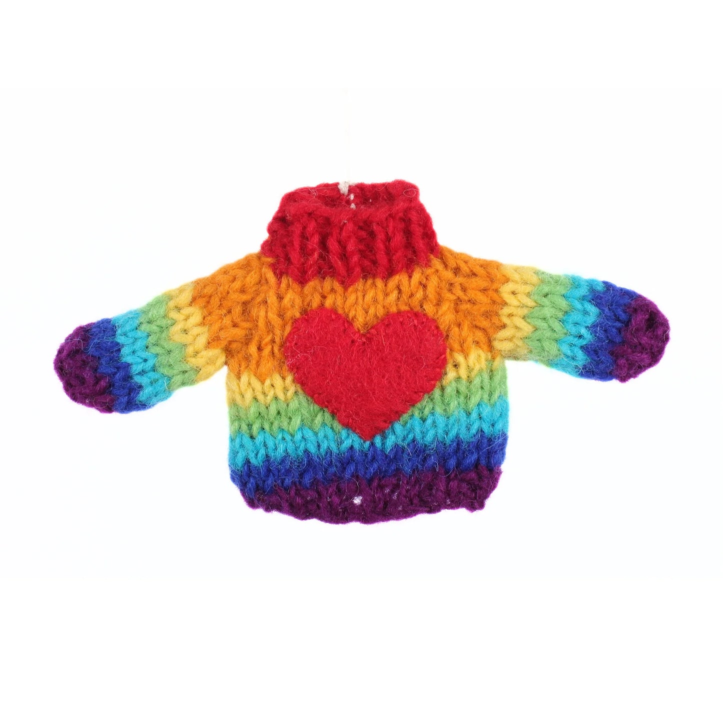 Rainbow Heart Knitted Jumper Decoration