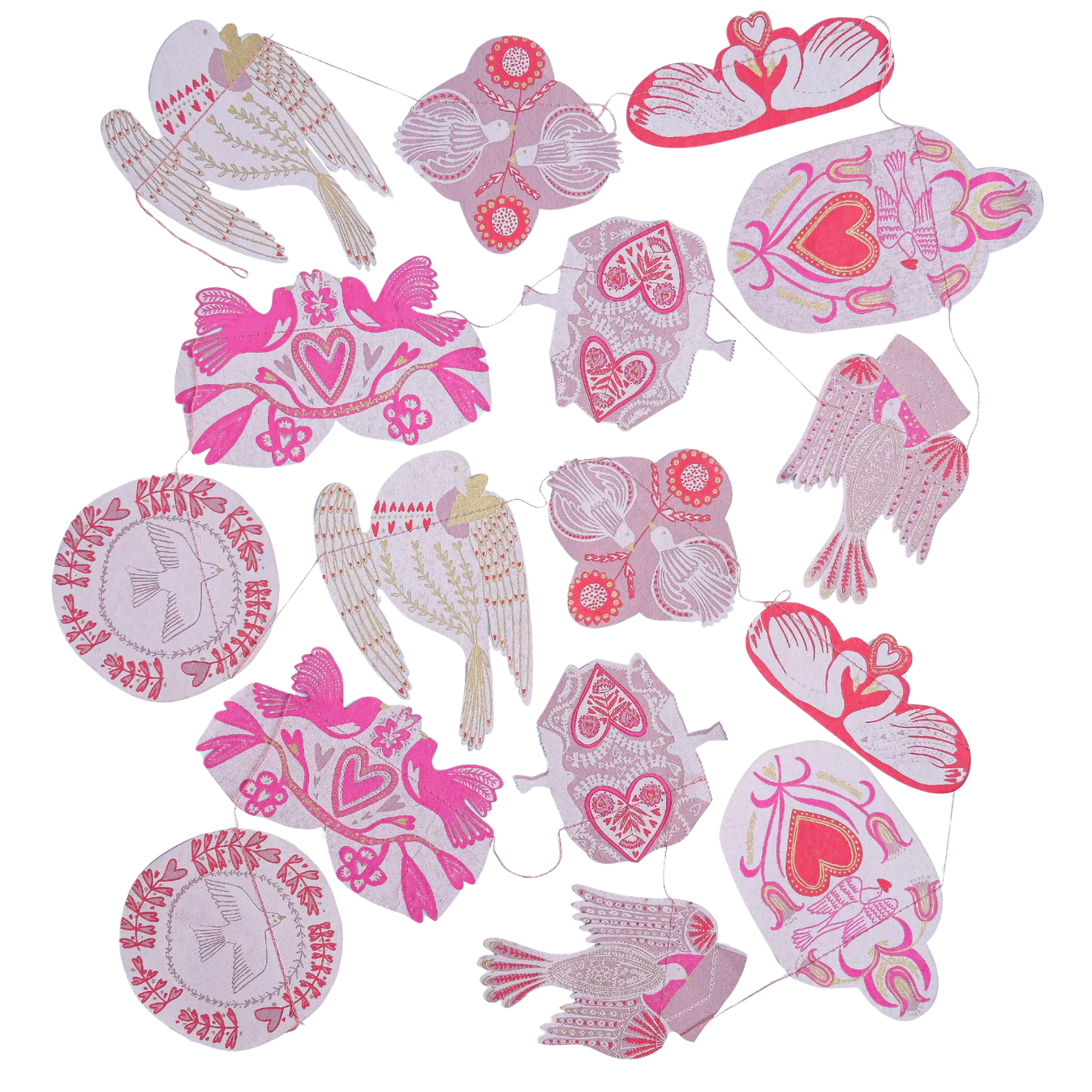 Love Birds Hand Sewn Garland-Recycled