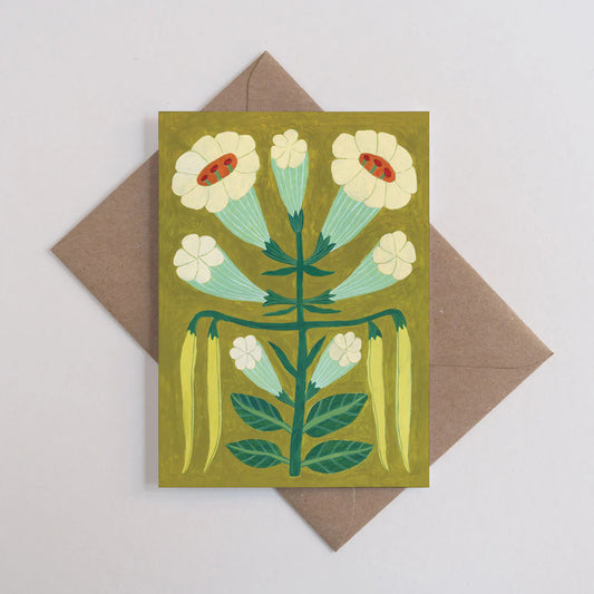 Whimsical Flowers Illustrated Greetings Card