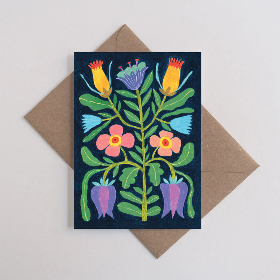 Whimsical Flowers 1 Illustrated Greetings Card