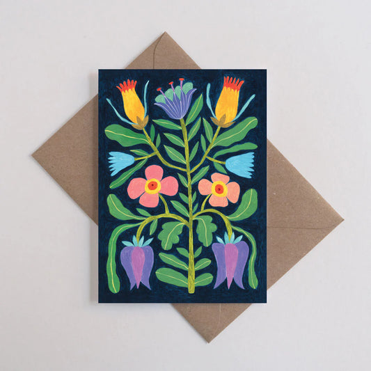 Whimsical Flowers 1 Illustrated Greetings Card