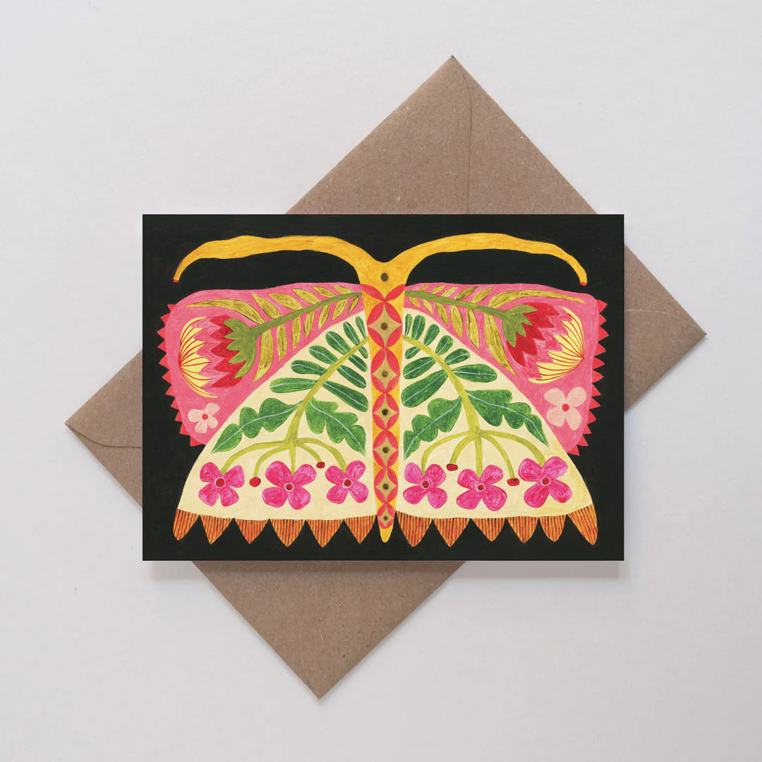 Folk Butterfly 1 Illustrated Greetings Card