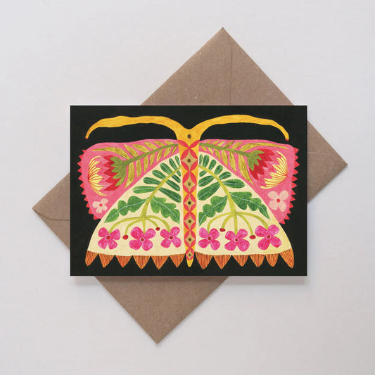 Folk Butterfly 1 Illustrated Greetings Card