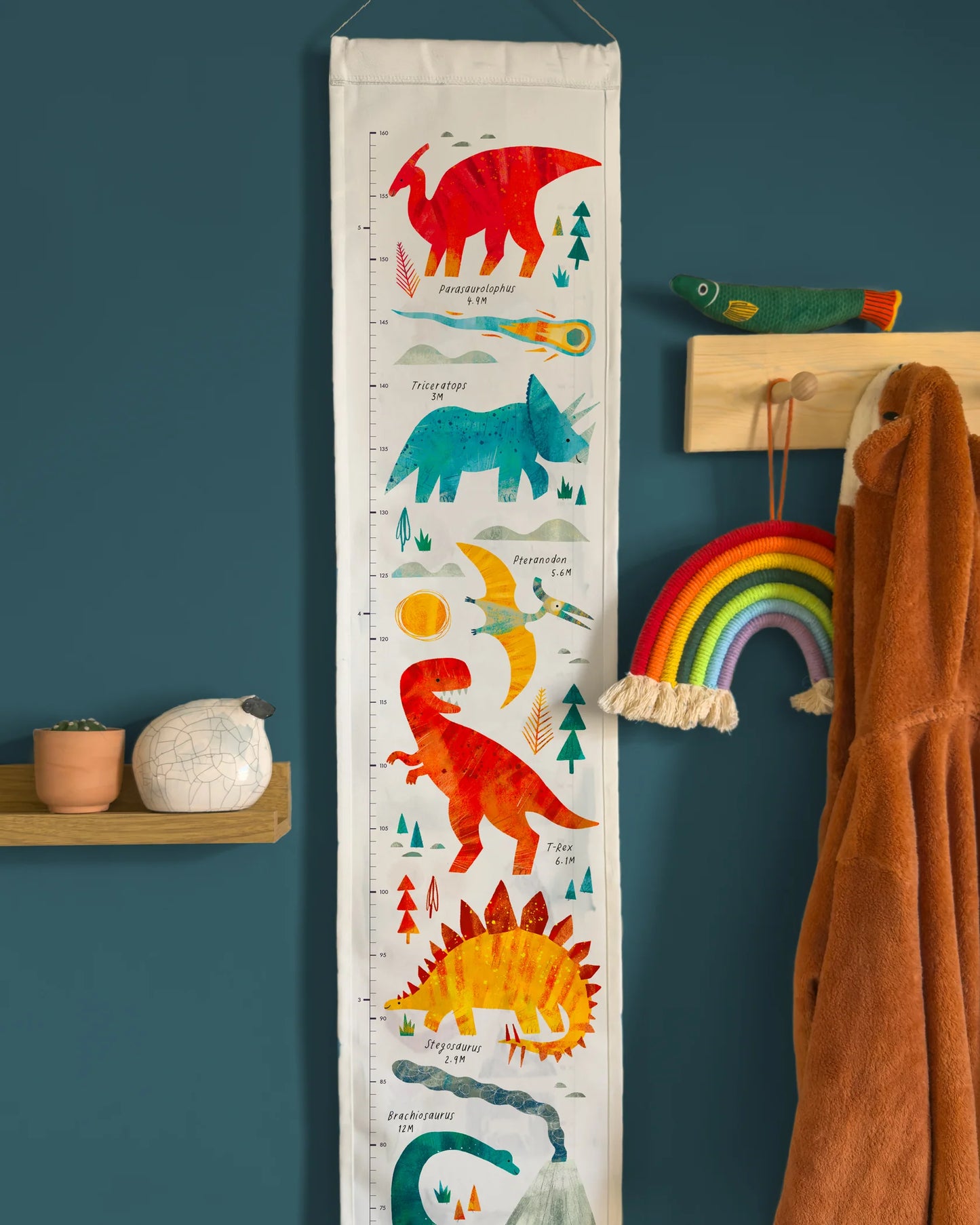Dinosaur Fabric Kids Height Chart