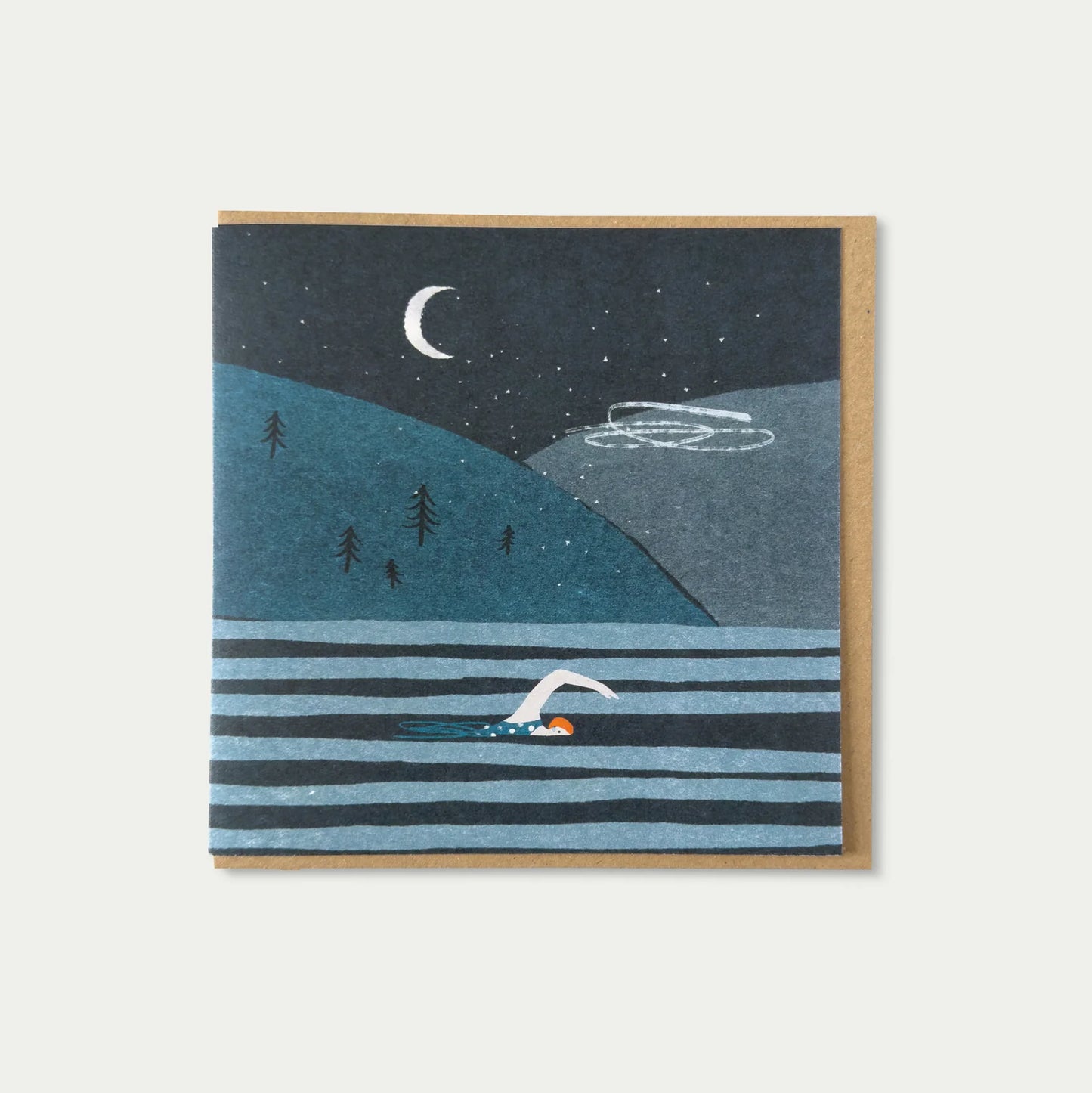 Night Swimmer Greetings Card