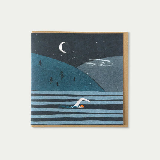 Night Swimmer Greetings Card