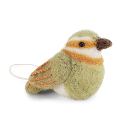 Spinus Bird Felt Decoration - Green