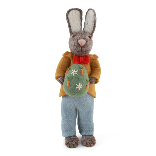 Bunny with Jacket and Egg Felt Decoration
