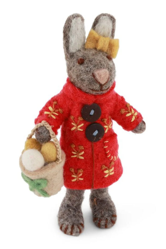 Bunny with Coat and Basket Felt Decoration