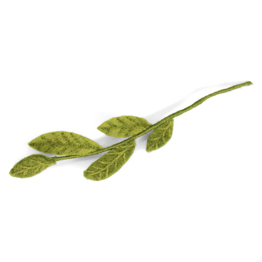 Branch with Mixed Green Felt Leaves