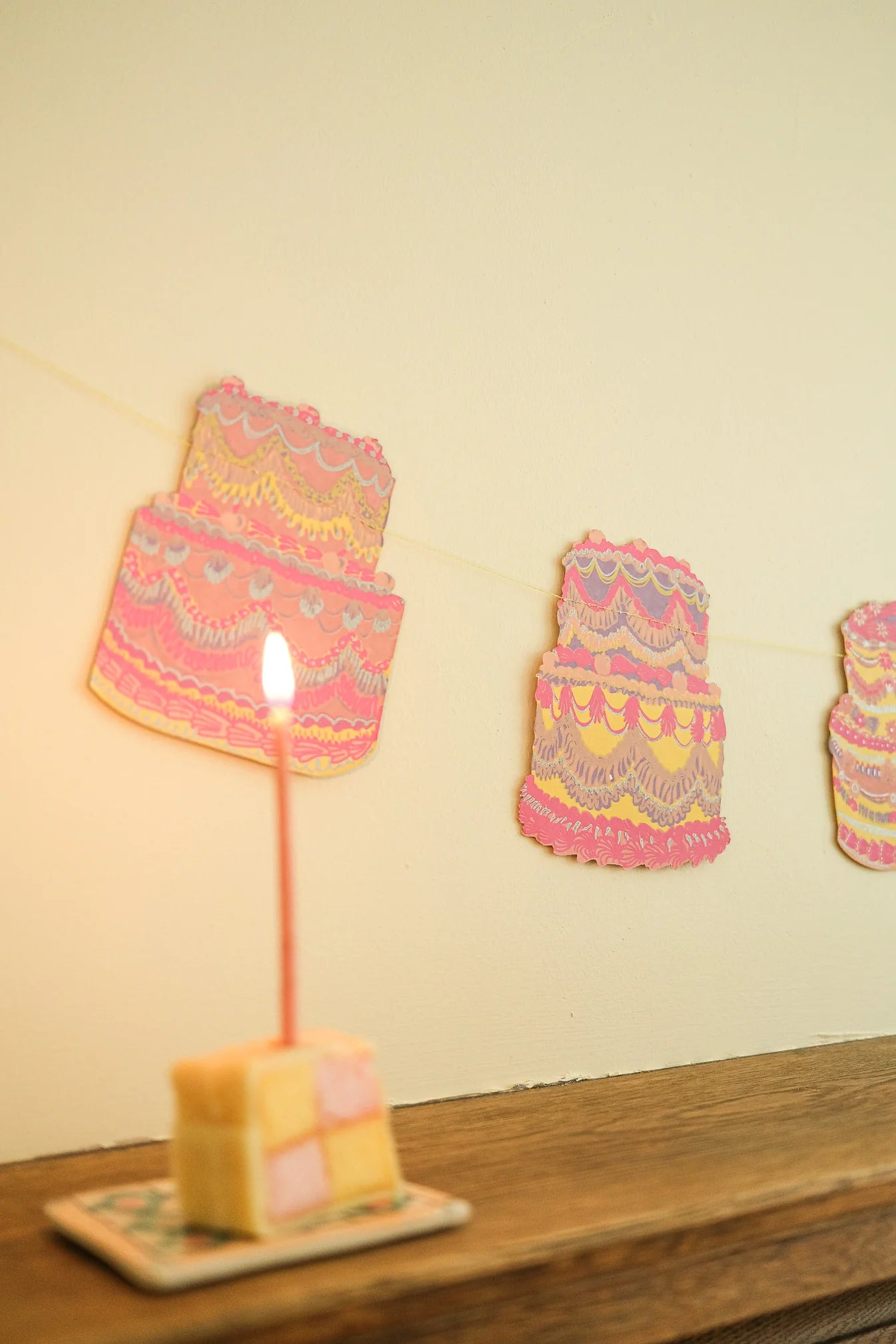 Celebration Cakes Sewn Garland Recycled Paper