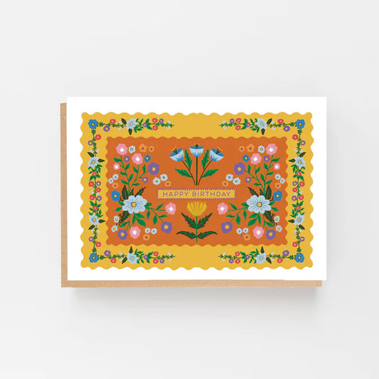 Happy Birthday Yellow Folk Card