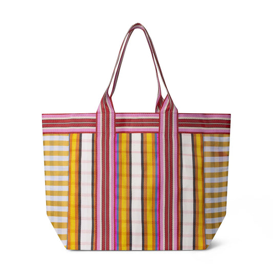 Eco Woven Striped Shopper Bag Indian Yellow & Magenta