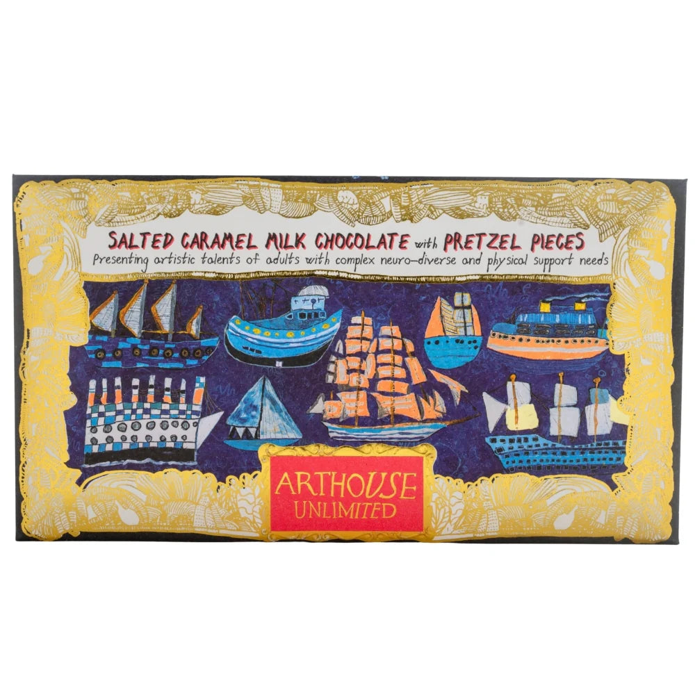Ship Ahoy, Salted Caramel Milk Chocolate with Pretzel Pieces