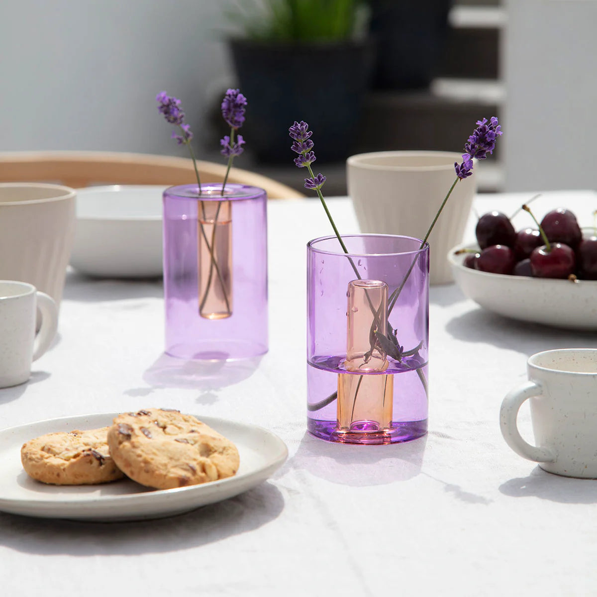 Reversible Small Lilac/Peach Glass Vase