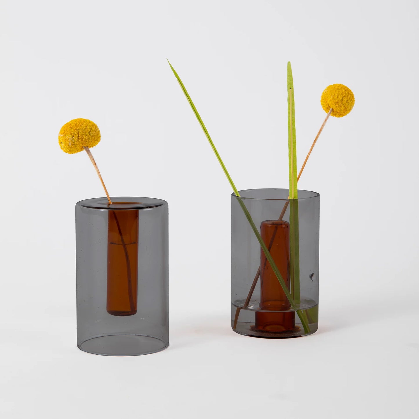 Reversible Small Smoke/Amber Glass Vase