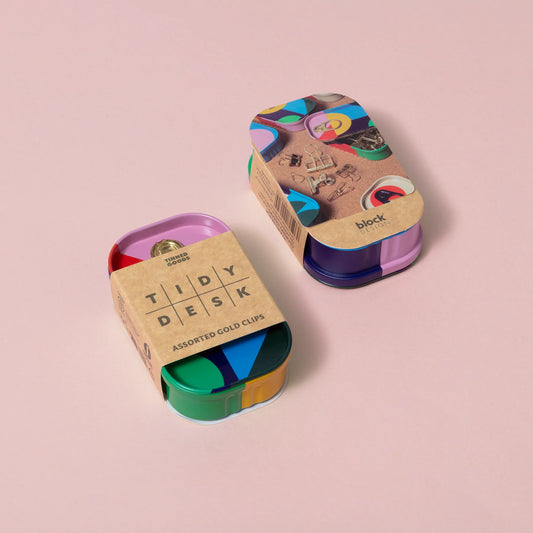 Tinned Desk Tidy Gold Clips