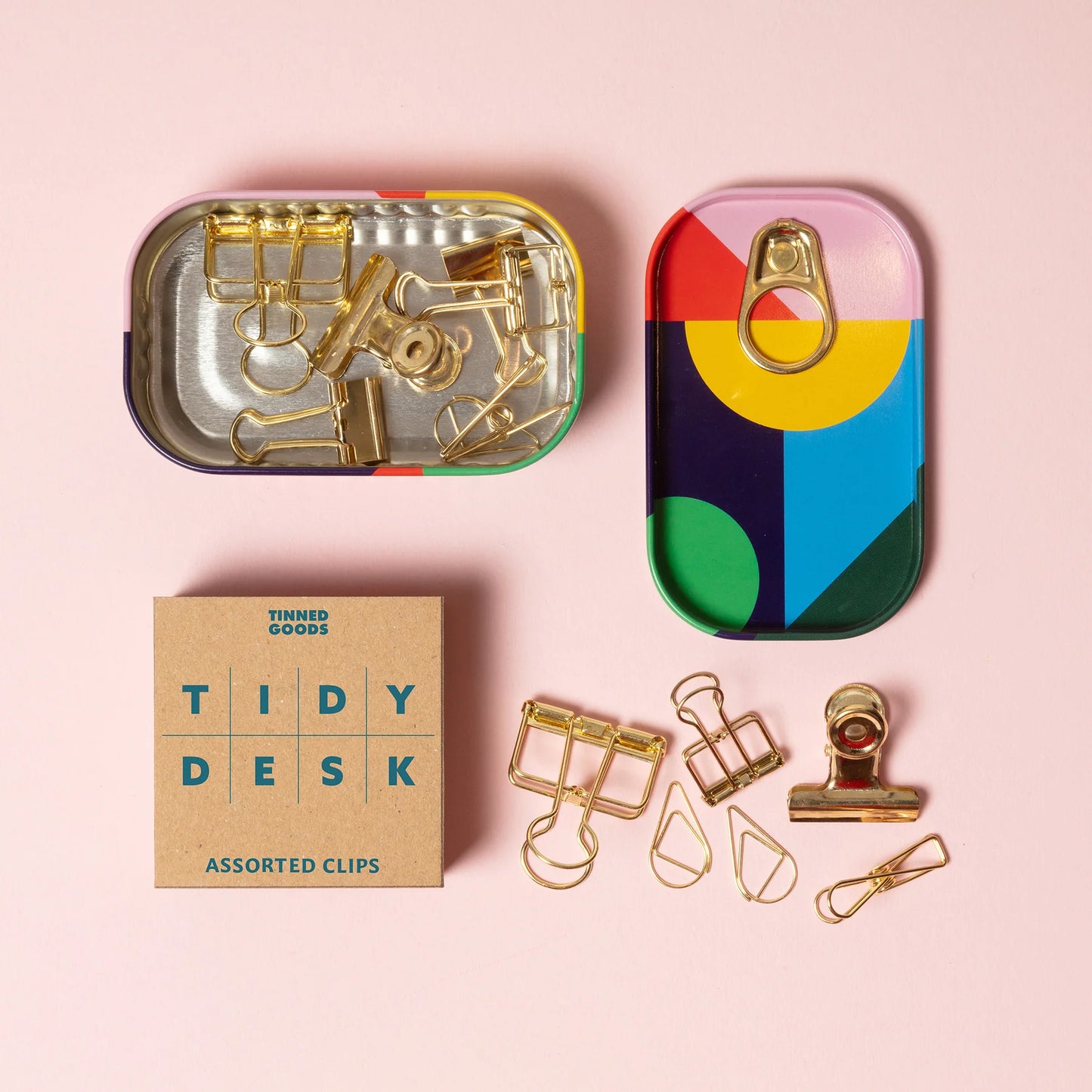 Tinned Desk Tidy Gold Clips