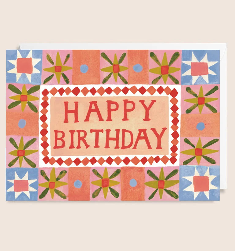 Happy Birthday Tile Pattern Greetings Card