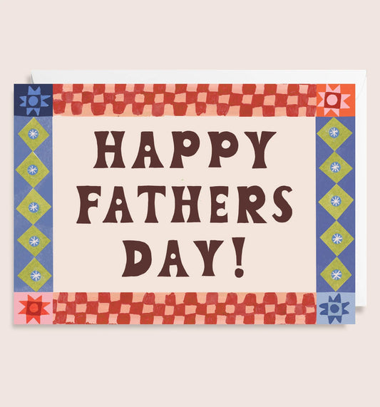 Happy Fathers Day Tile Pattern Greetings Card