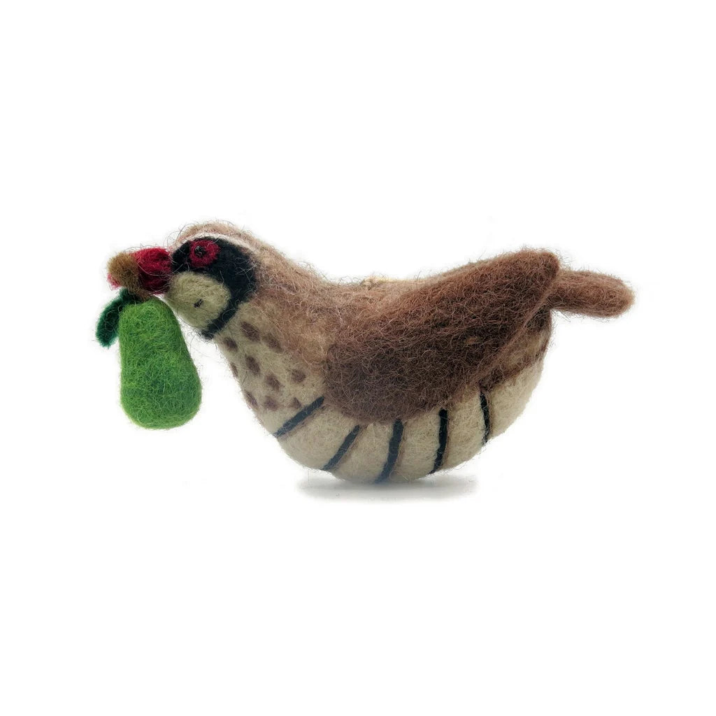 Partridge With Pear Felt Decoration