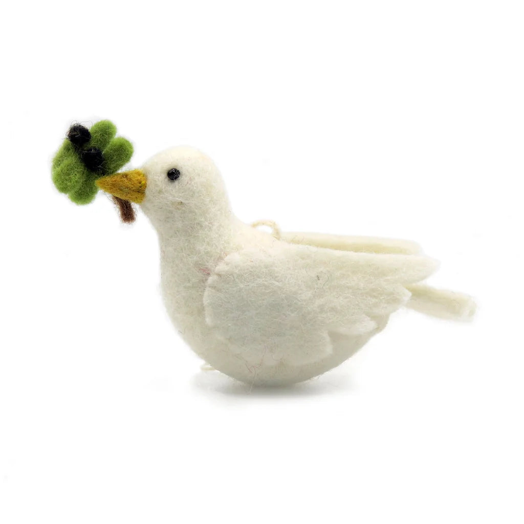 Turtle Dove with Olive Branch Felt Decoration