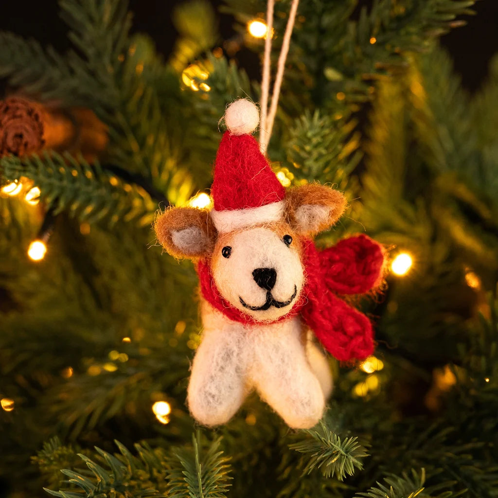 Corgi With Hat and Scarf Felt Decoration