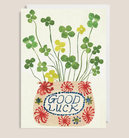 Good Luck Clover Greetings Card