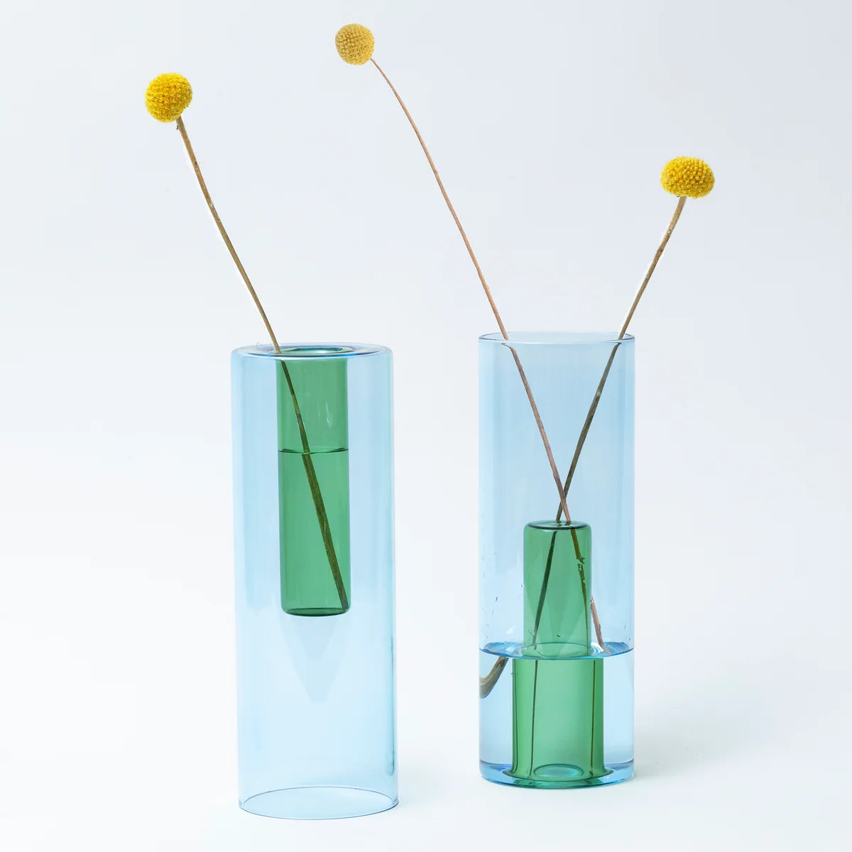 Reversible Large Glass Vase Sky / Fern