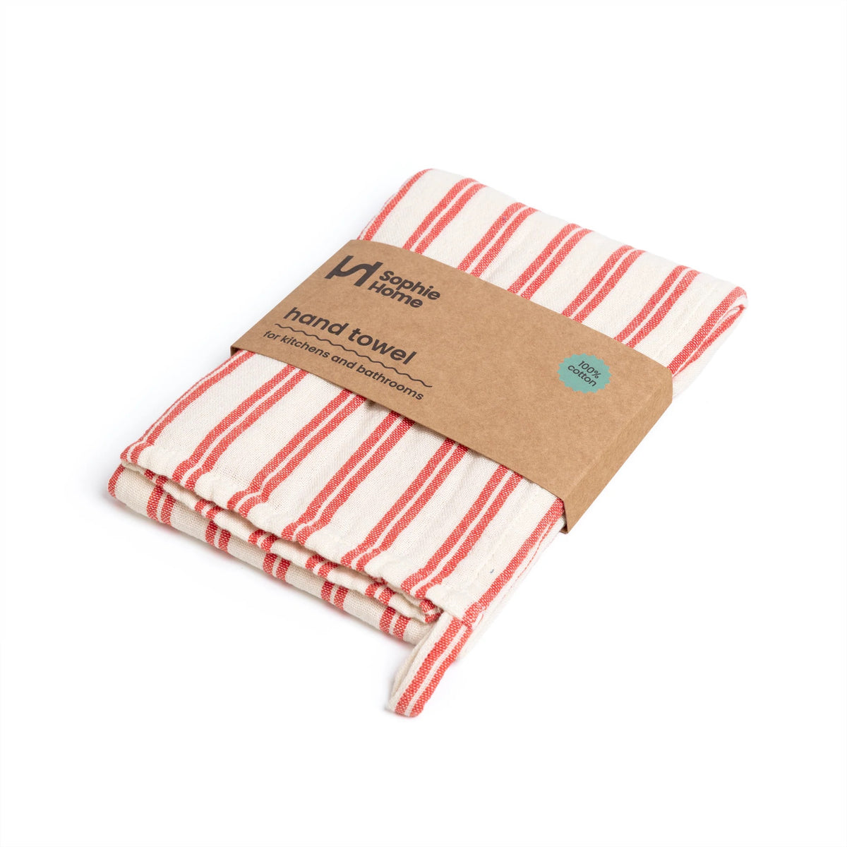 Cotton Stripe Red Hand Towel