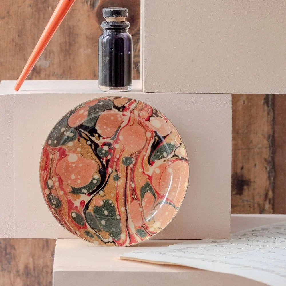 Marbled Round Enamel Tray