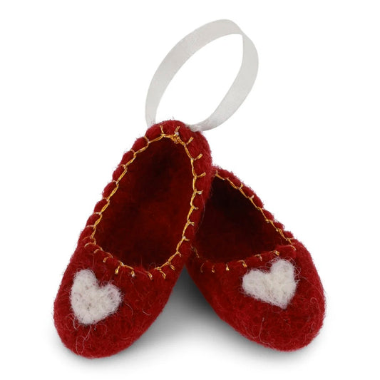 Ballerina Shoes With Heart Red & Gold Embroidery