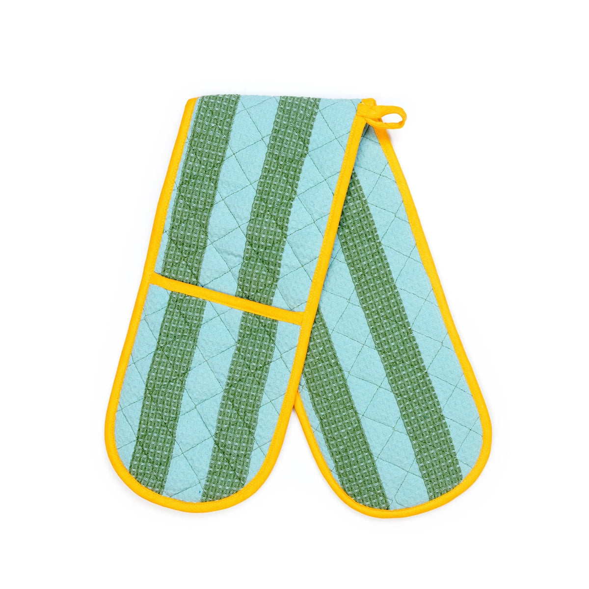 Striped Green & Blue Double Oven Glove
