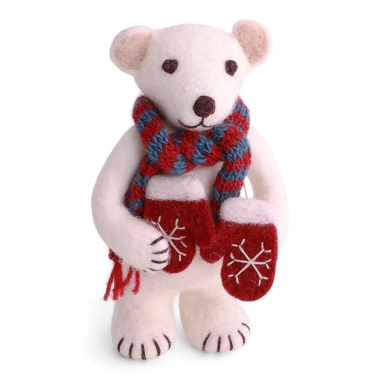 Medium White Polar Bear With Mittens