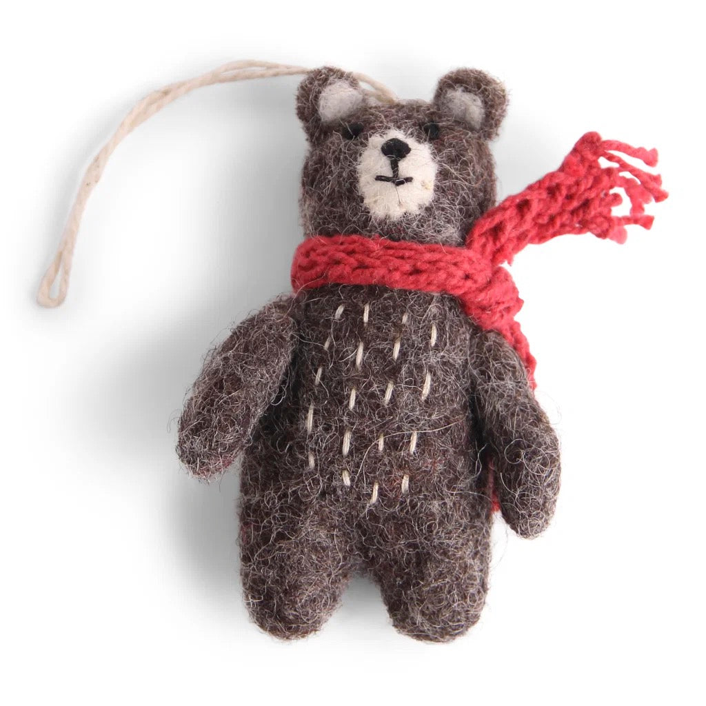 Mini Grey Bear With Red Scarf