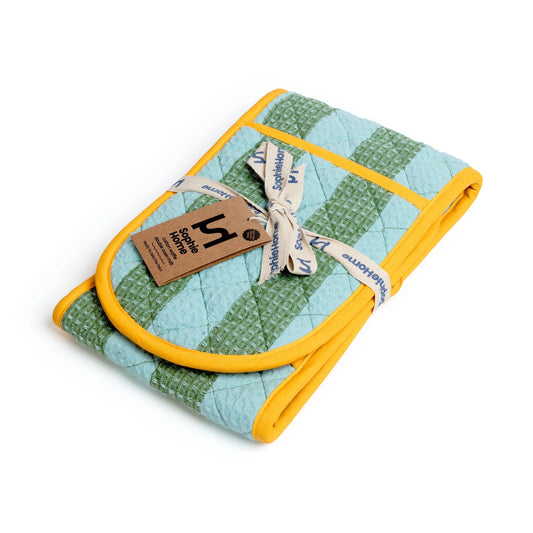 Striped Green & Blue Double Oven Glove