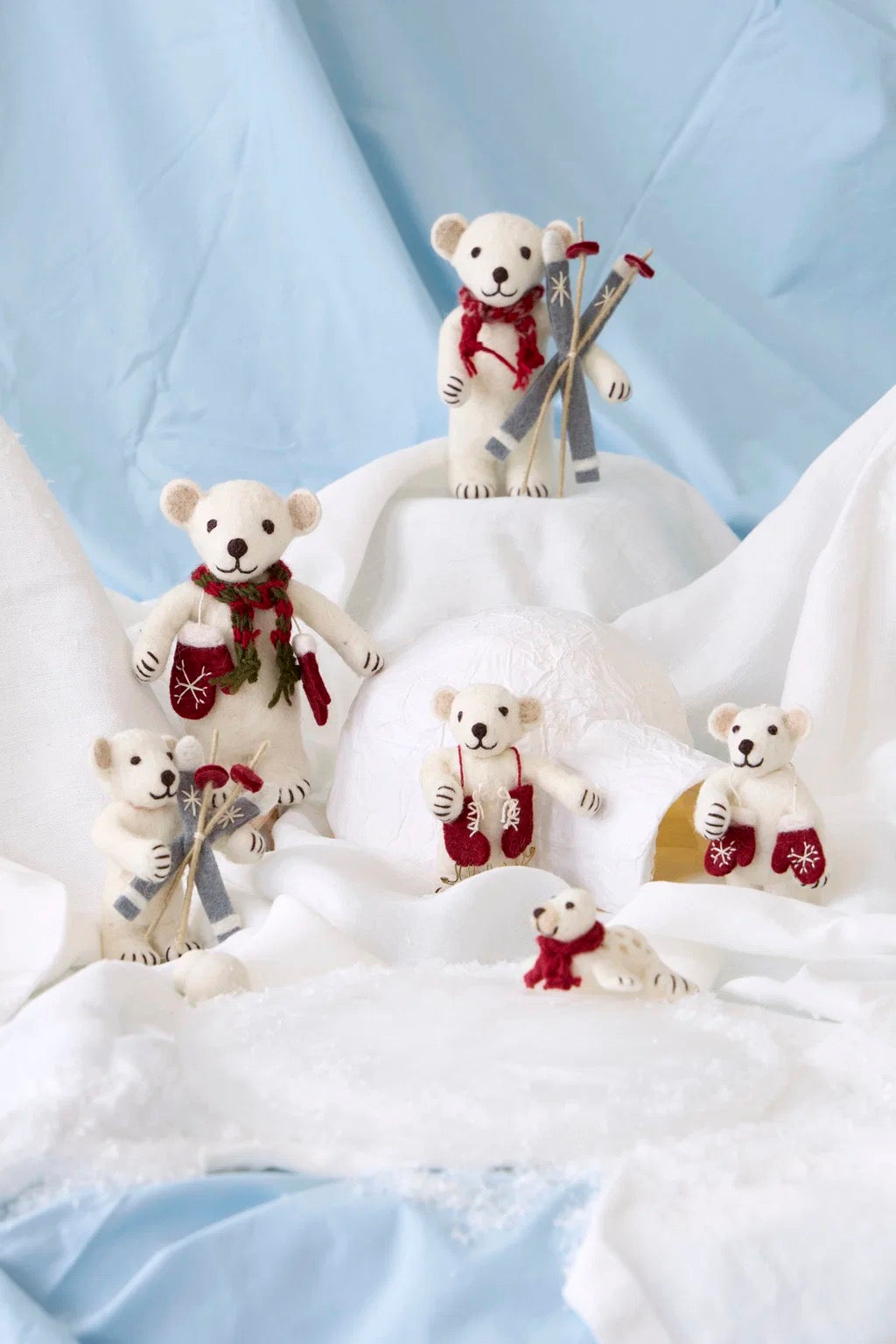 Medium White Polar Bear With Mittens